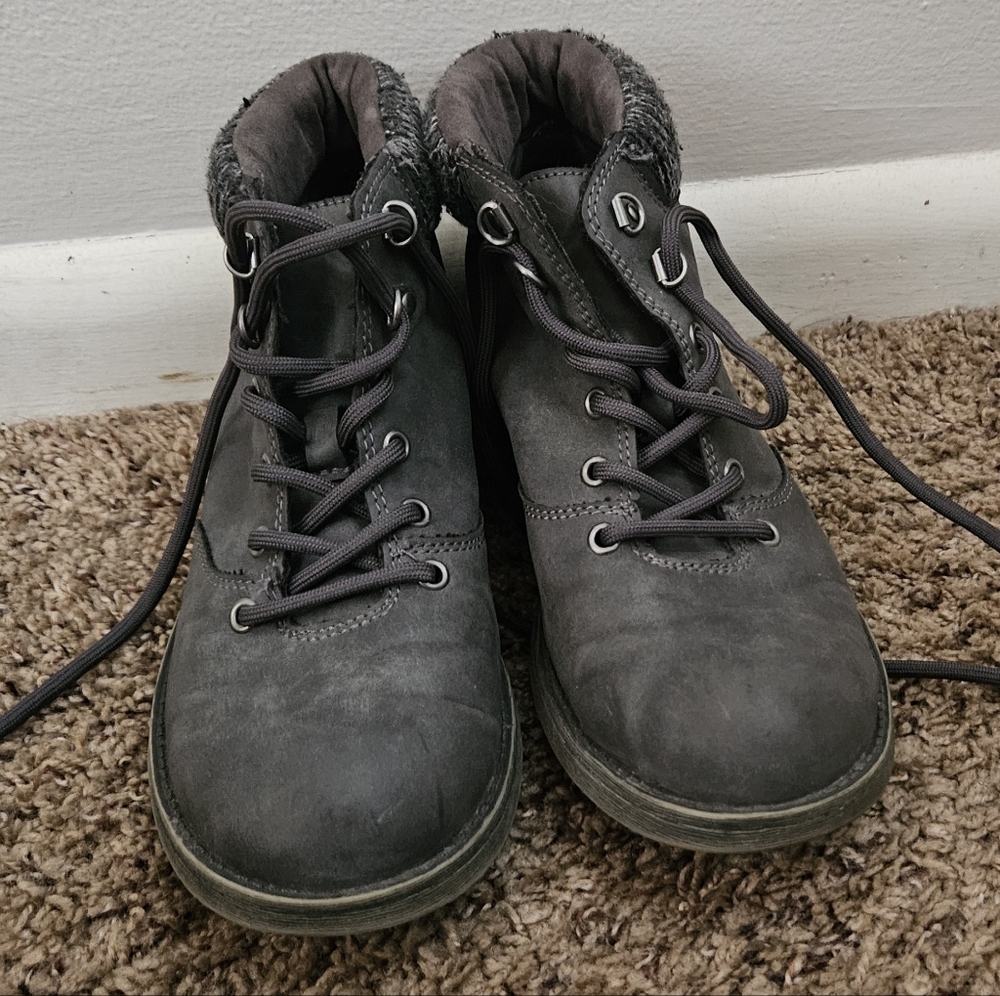 Gray Lace-Up Ankle Boots